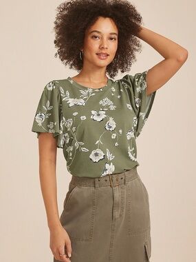 Maurices XXL 24/7 Charlotte Floral Flutter Sleeve